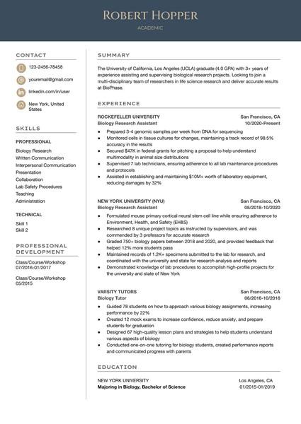 Premium Academic Resume Google Docs Template