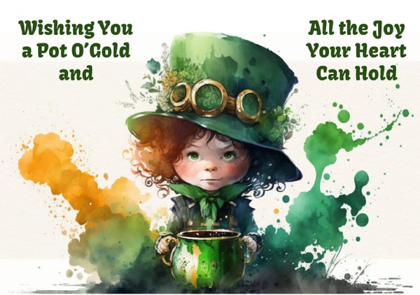 Attractive Leprechaun Patrick's Day Postcard - Watercolor paints