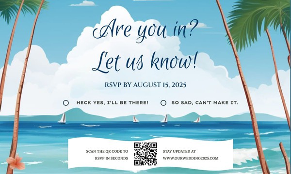 Free Beach-Themed Wedding RSVP Card Template – Google Docs