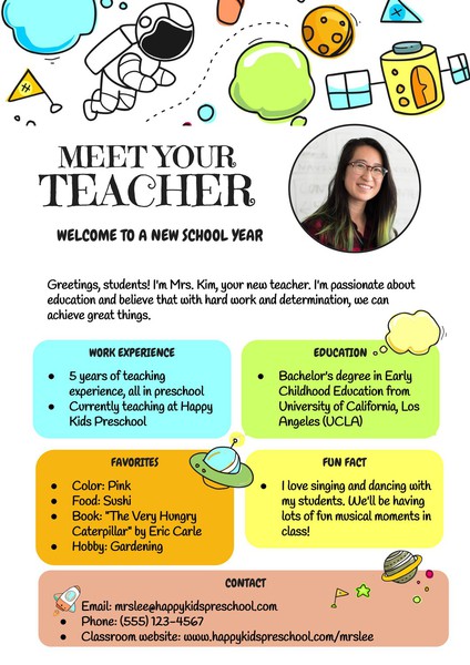 Colorful Meet the Teacher Google Docs Template