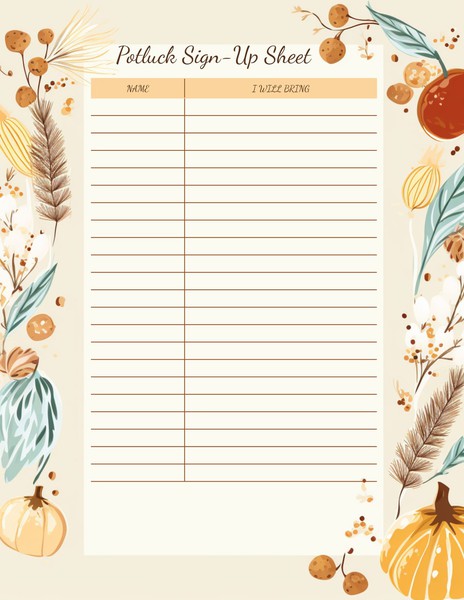 Free Thanksgiving Potluck Sign-Up Google Sheets Template