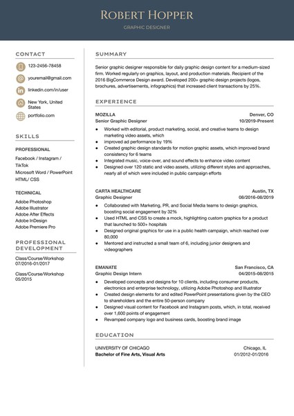 Premium Graphic Designer Resume Google Docs Template: Professional & ATS Friendly