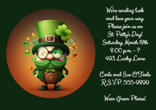 Leprechaun Patrick's Day Attractive Invitation Card Google Docs Template