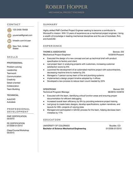 Premium Mechanical Engineer Resume Google Docs Template: Professional & ATS Friendly