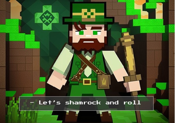 Minecraft Style Patrick's Day Google Docs Postcard Template