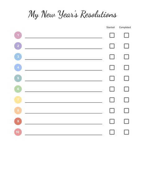 Minimalist New Year’s Resolution Template