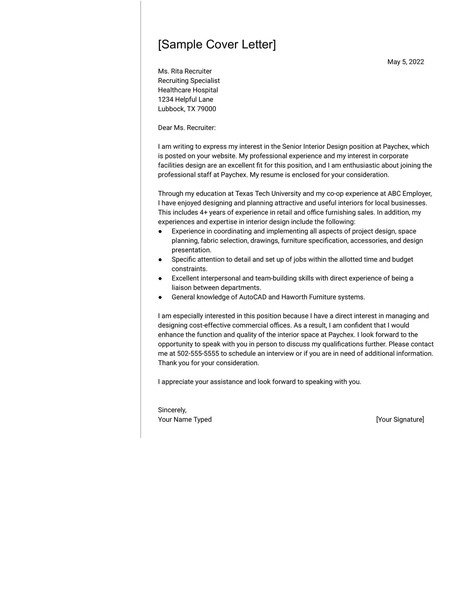 Sample Professional Cover Letter Google Docs