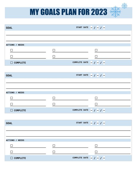 Snowy Year's Goals Plan Template