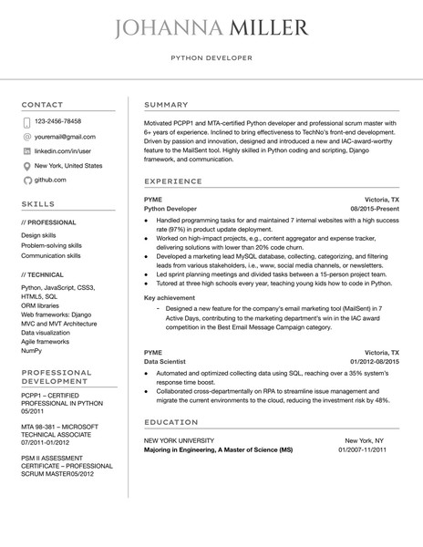 Modern Software Developer Resume Google Docs Template: Professional & ATS Friendly