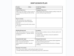 SIOP Lesson Plan Template - Thumbnail