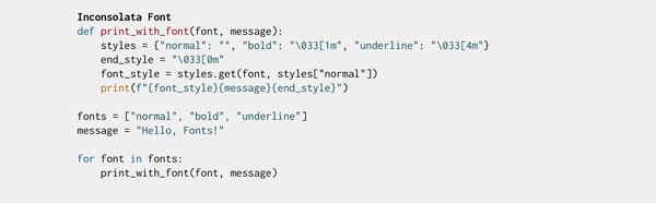 Python code snippet with Inconsolata font