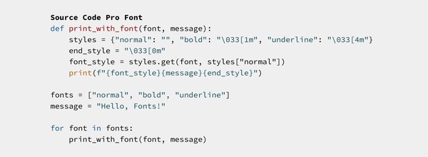 Python code snippet in Source Code Pro font