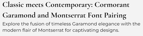 Cormorant Garamond and Montserrat Font Example