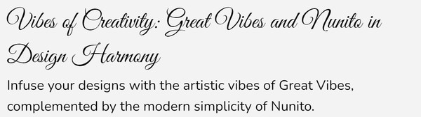  Great Vibes and Nunito Fonts Example